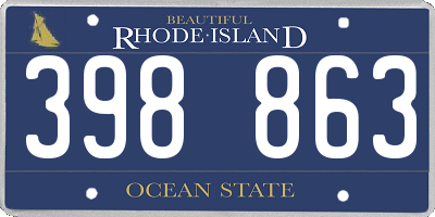 RI license plate 398863