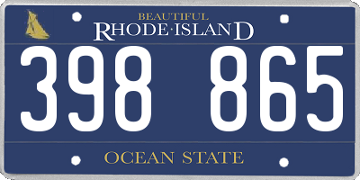 RI license plate 398865