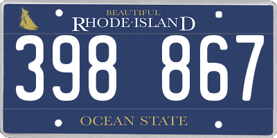 RI license plate 398867