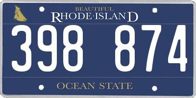 RI license plate 398874