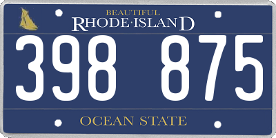 RI license plate 398875