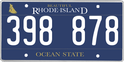 RI license plate 398878