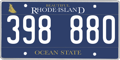RI license plate 398880
