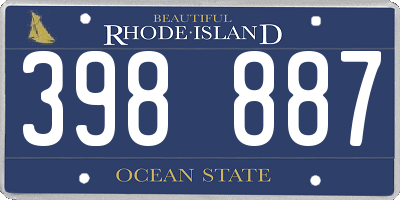 RI license plate 398887