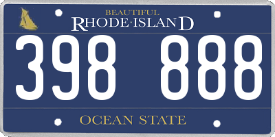 RI license plate 398888