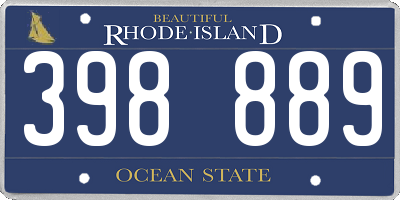 RI license plate 398889