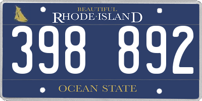 RI license plate 398892