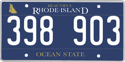 RI license plate 398903