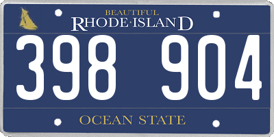RI license plate 398904
