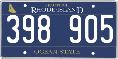 RI license plate 398905