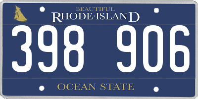 RI license plate 398906