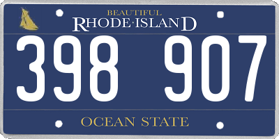 RI license plate 398907