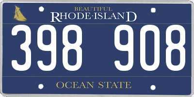 RI license plate 398908