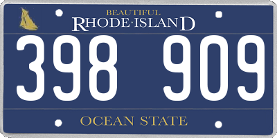 RI license plate 398909