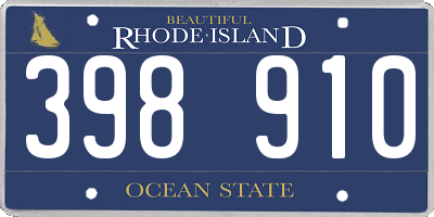 RI license plate 398910