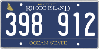 RI license plate 398912