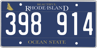 RI license plate 398914