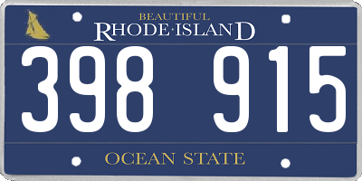 RI license plate 398915
