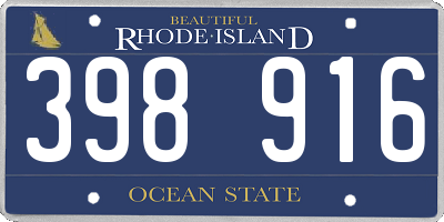 RI license plate 398916