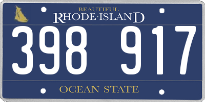 RI license plate 398917