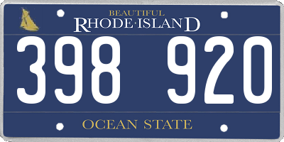 RI license plate 398920