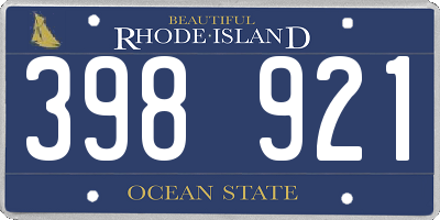 RI license plate 398921