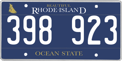 RI license plate 398923