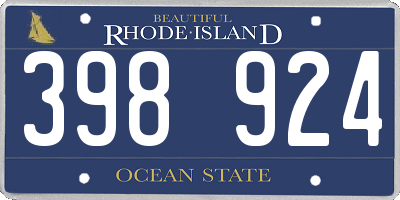 RI license plate 398924
