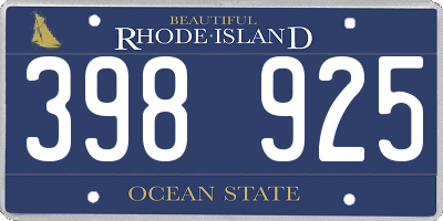 RI license plate 398925