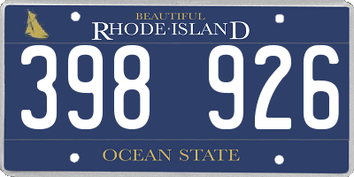 RI license plate 398926