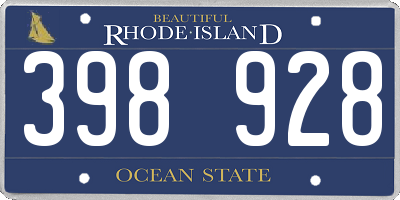 RI license plate 398928