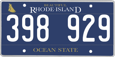 RI license plate 398929