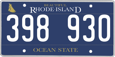 RI license plate 398930