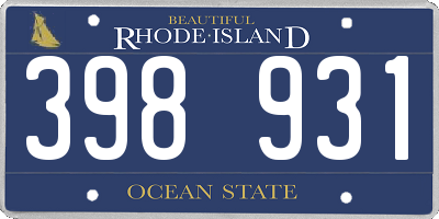 RI license plate 398931