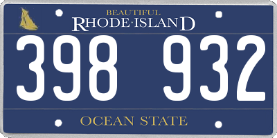 RI license plate 398932