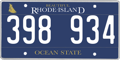 RI license plate 398934