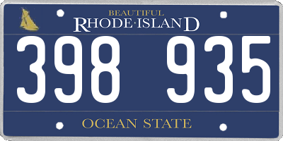 RI license plate 398935