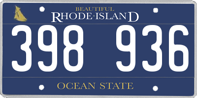 RI license plate 398936