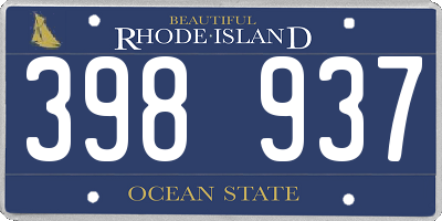 RI license plate 398937