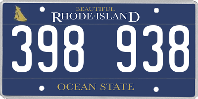 RI license plate 398938