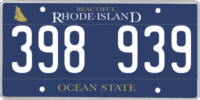 RI license plate 398939