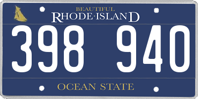 RI license plate 398940