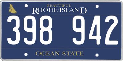 RI license plate 398942