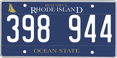 RI license plate 398944