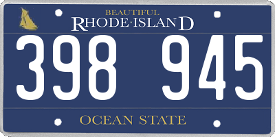 RI license plate 398945