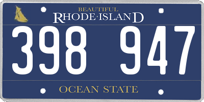 RI license plate 398947