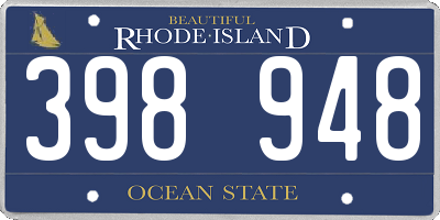 RI license plate 398948