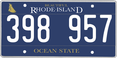 RI license plate 398957