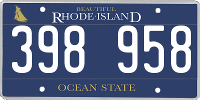 RI license plate 398958