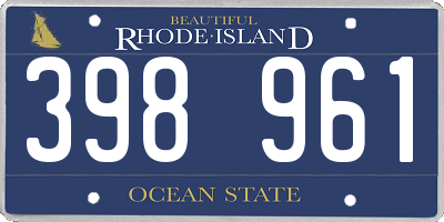 RI license plate 398961